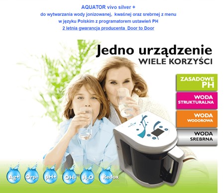 Jonizator wody aQuator Vivo Silver + 3l